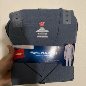Hanes mens woven pajama set size medium blue